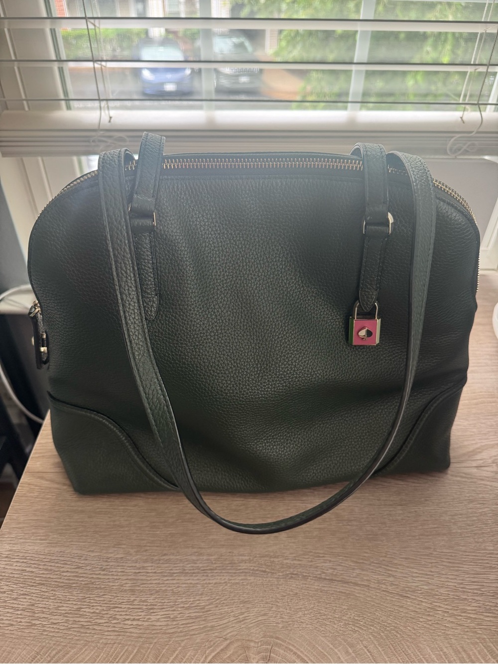 Kate Spade Dark Green Pebbled Leather Shoulder Bag